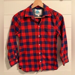 Mini Boden 9/10 Red and Blue Plaid Kids Button Down Shirt 100% Cotton